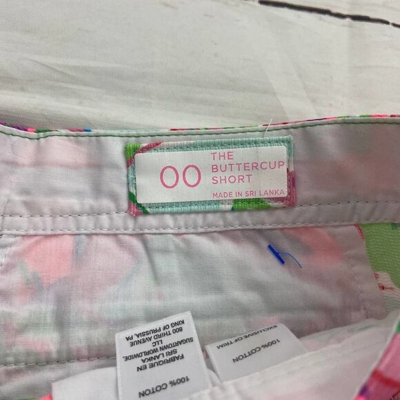 Lilly Pulitzer In The Vias Buttercup tropical bright palm Shorts womens 00 - Picture 2 of 6